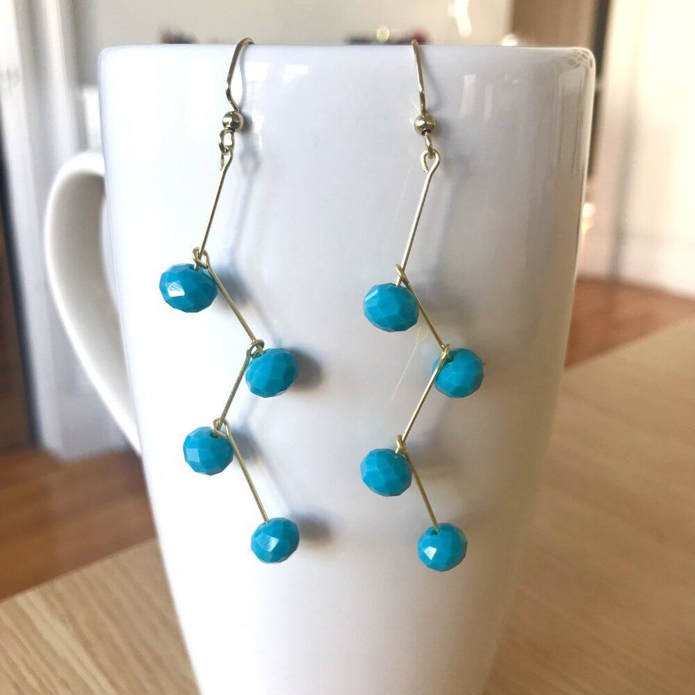 Turquoise Sky Blue Branching Gravity Earrings